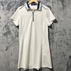 RLX Ralph Lauren White Dress with Multicolor Collar